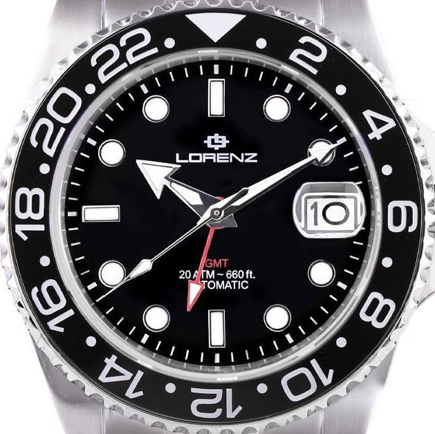 Lorenz GMT Relógio automático 40 mm preto aço automático 030228AA - Capodagli 1937