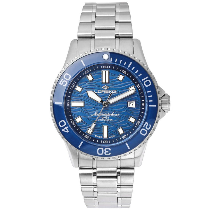 Lorenz Montenapoleone Relógio mergulhador 42 mm aço quartzo azul 090010BB - Capodagli 1937