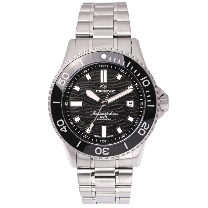 Lorenz Montenapoleone Relógio Diver 42mm aço quartzo preto 090010AA - Capodagli 1937