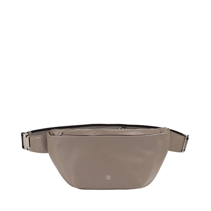 DUDU Midjeväska i äkta läder för män kvinnor med justerbar rem, ren elegant, rymlig design, midjeväska med 3 dragkedjor