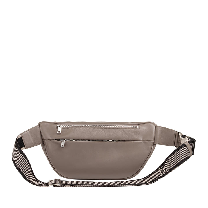 DUDU Midjeväska i äkta läder för män kvinnor med justerbar rem, ren elegant, rymlig design, midjeväska med 3 dragkedjor