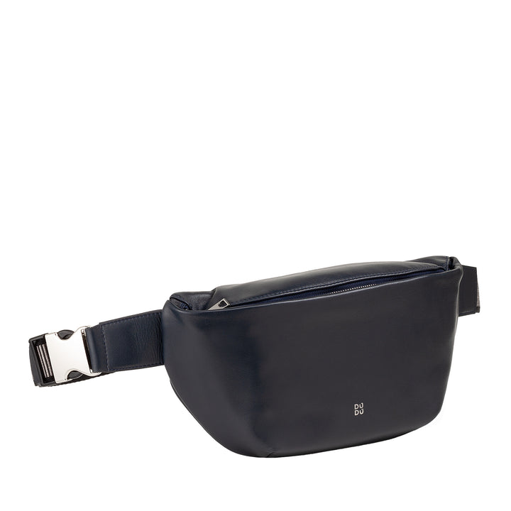 DUDU Sac banane en cuir véritable pour homme et femme avec sangle réglable, design spacieux et élégant, sac banane à 3 fermetures éclair