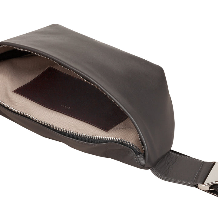 DUDU Sac banane en cuir véritable pour homme et femme avec sangle réglable, design spacieux et élégant, sac banane à 3 fermetures éclair