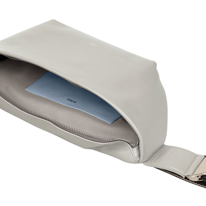 DUDU Marsupio in Vera Pelle per Uomo Donna con Cinghia Regolabile, Design Pulito Elegante Capiente, Marsupio a 3 Zip