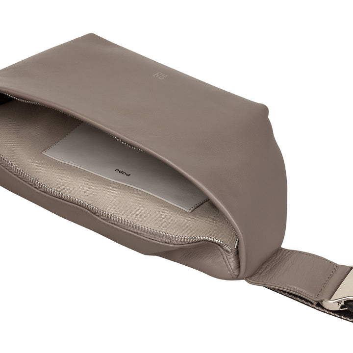 DUDU Midjeväska i äkta läder för män kvinnor med justerbar rem, ren elegant, rymlig design, midjeväska med 3 dragkedjor