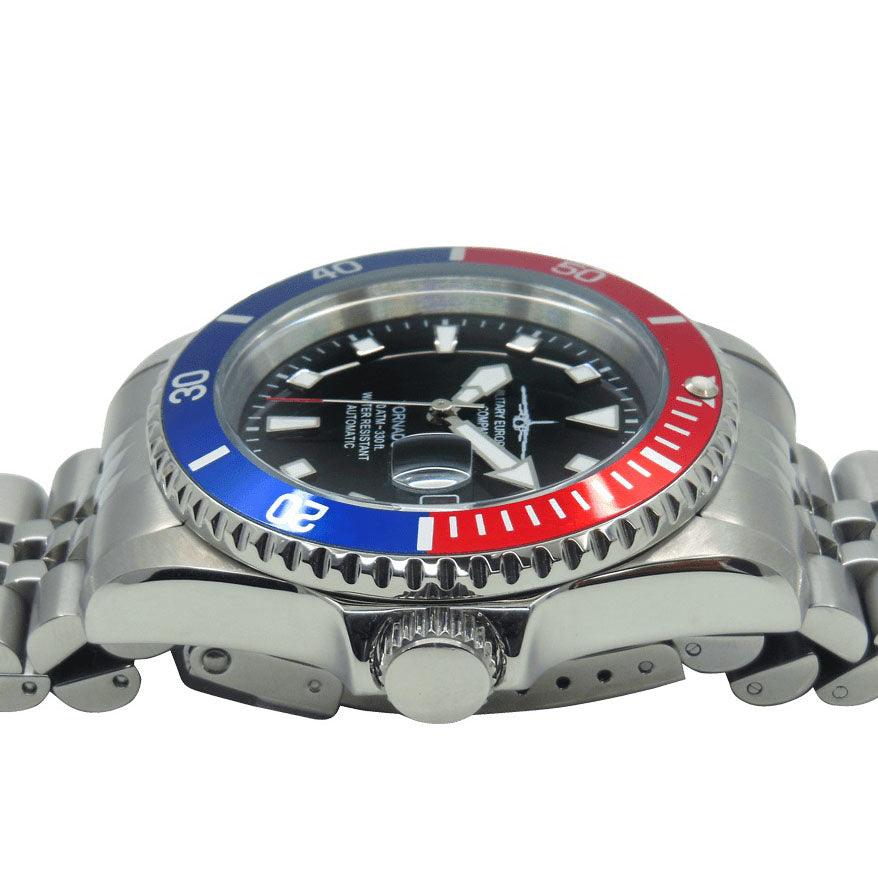 Montre MEC Tornado 42mm acier automatique noir TORNADO RB - Capodagli 1937