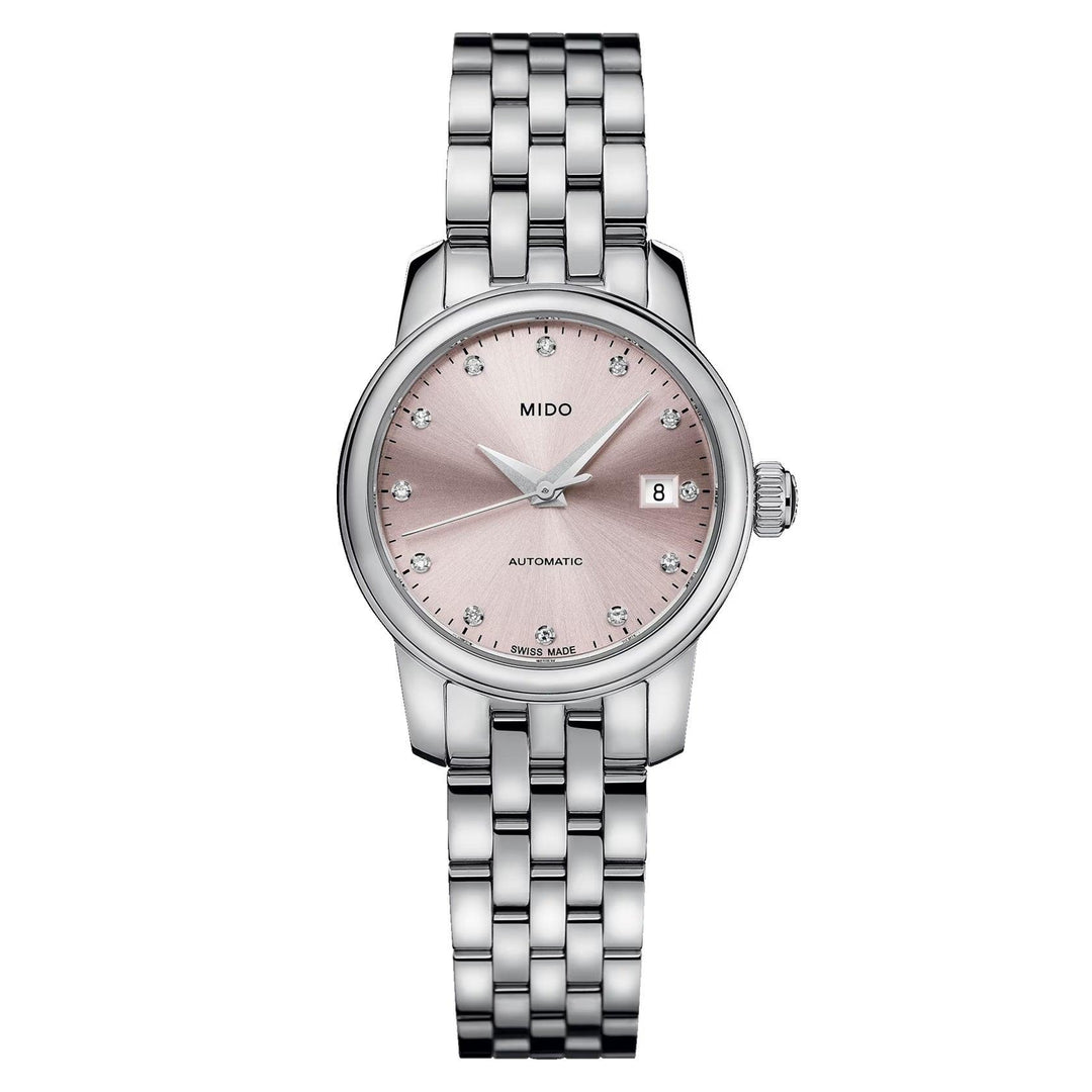Relógio Mido Baroncelli Lady Twenty Five 25mm rosa automático aço M039.007.11.336.00 - Capodagli 1937
