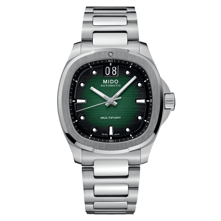 Mido ur Multifort TV Big Date 40mm grøn stål automatisk M049.526.11.091.00 - Capodagli 1937
