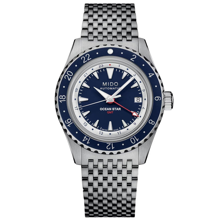 Mido watch Ocean Star GMT special edition 40mm blue automatic steel M026.829.18.041.00 - Capodagli 1937