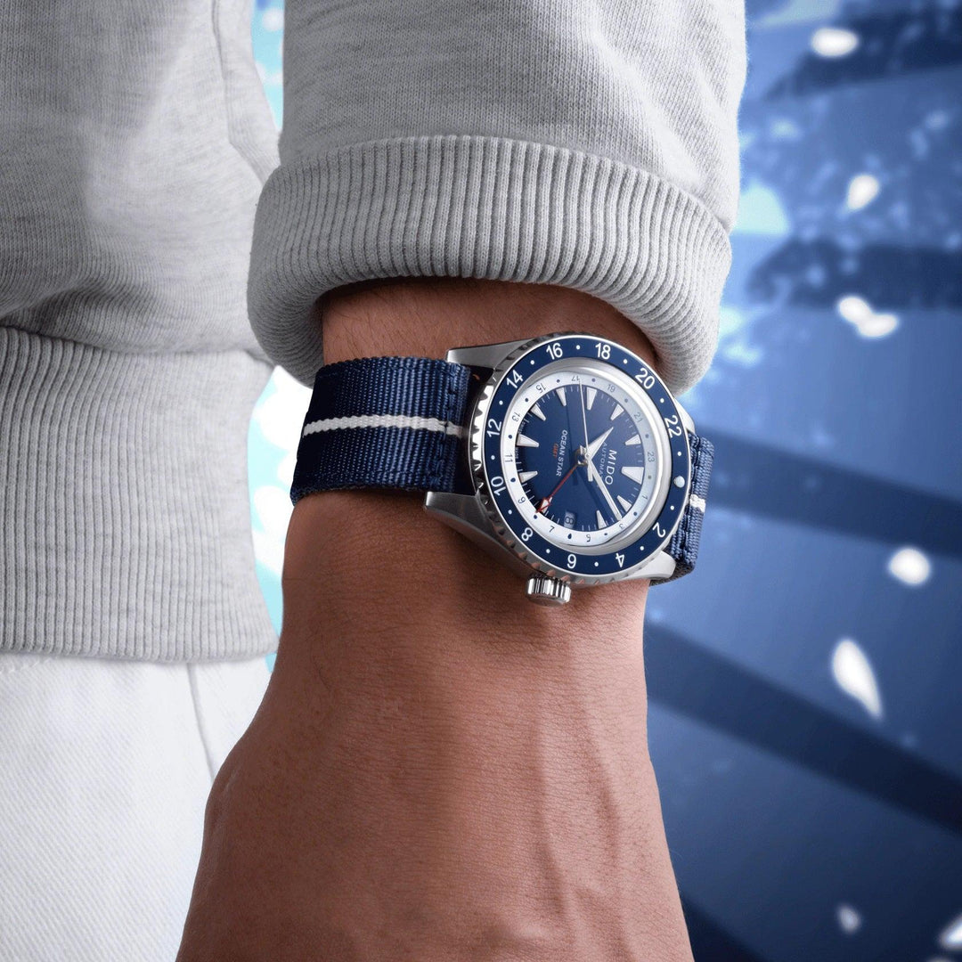 Mido watch Ocean Star GMT special edition 40mm blue automatic steel M026.829.18.041.00 - Capodagli 1937