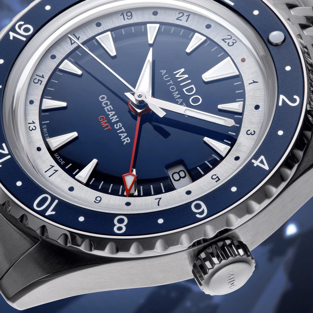Mido watch Ocean Star GMT special edition 40mm blue automatic steel M026.829.18.041.00 - Capodagli 1937