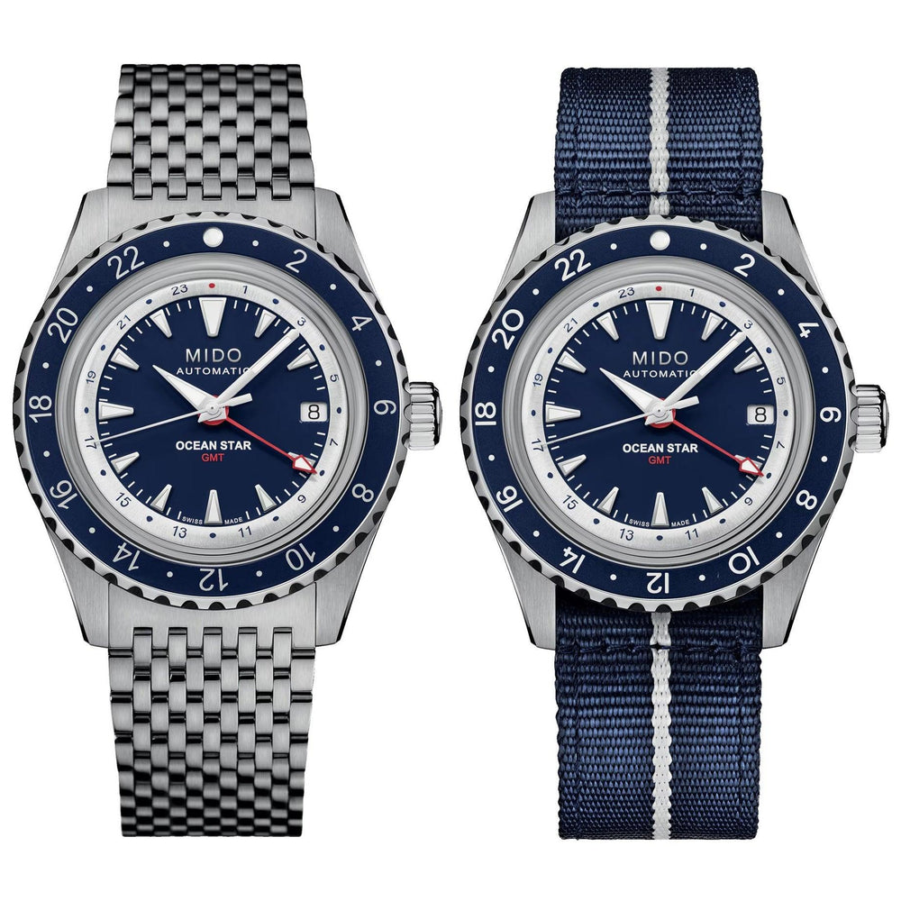 Relógio Mido Ocean Star GMT edição especial 40mm azul automático aço M026.829.18.041.00 - Capodagli 1937