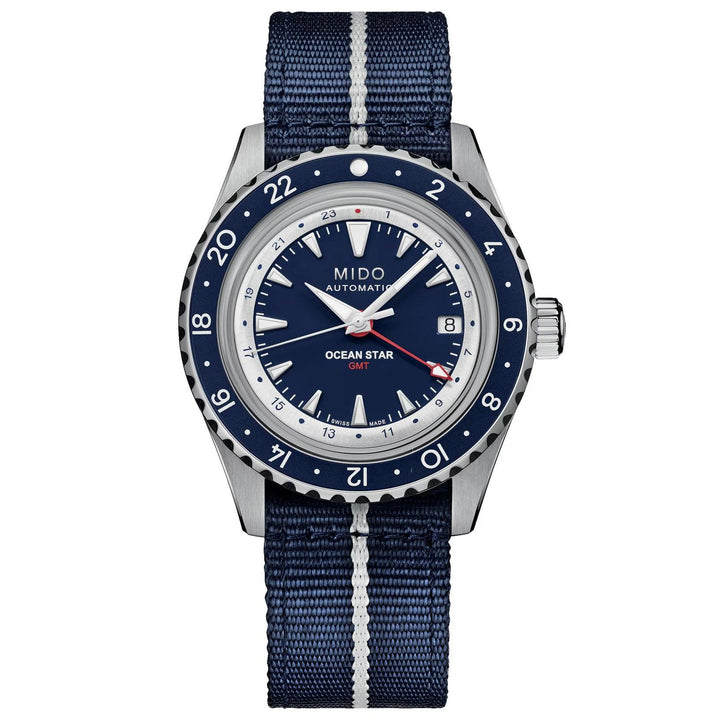 Mido watch Ocean Star GMT special edition 40mm blue automatic steel M026.829.18.041.00 - Capodagli 1937