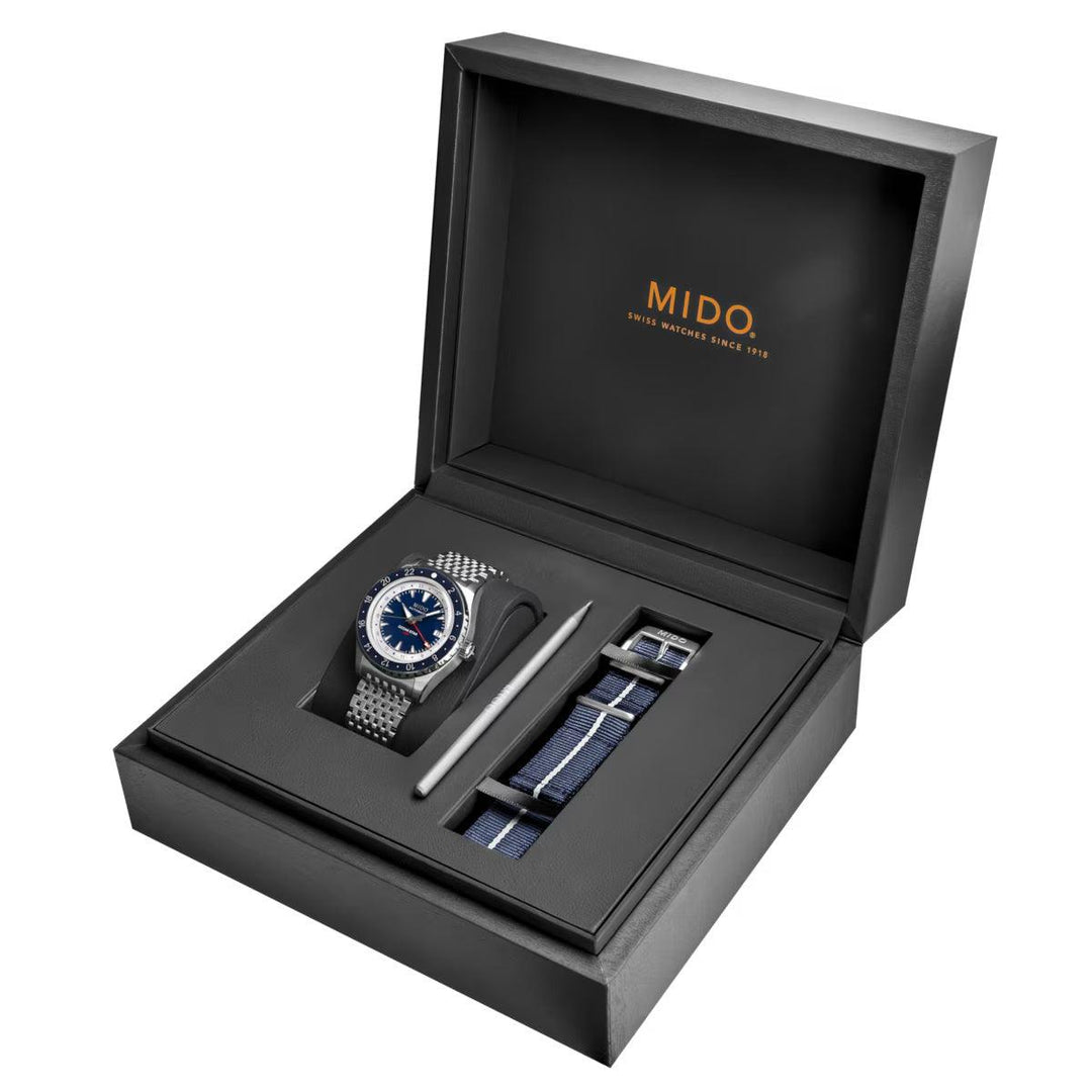 Mido watch Ocean Star GMT special edition 40mm blue automatic steel M026.829.18.041.00 - Capodagli 1937