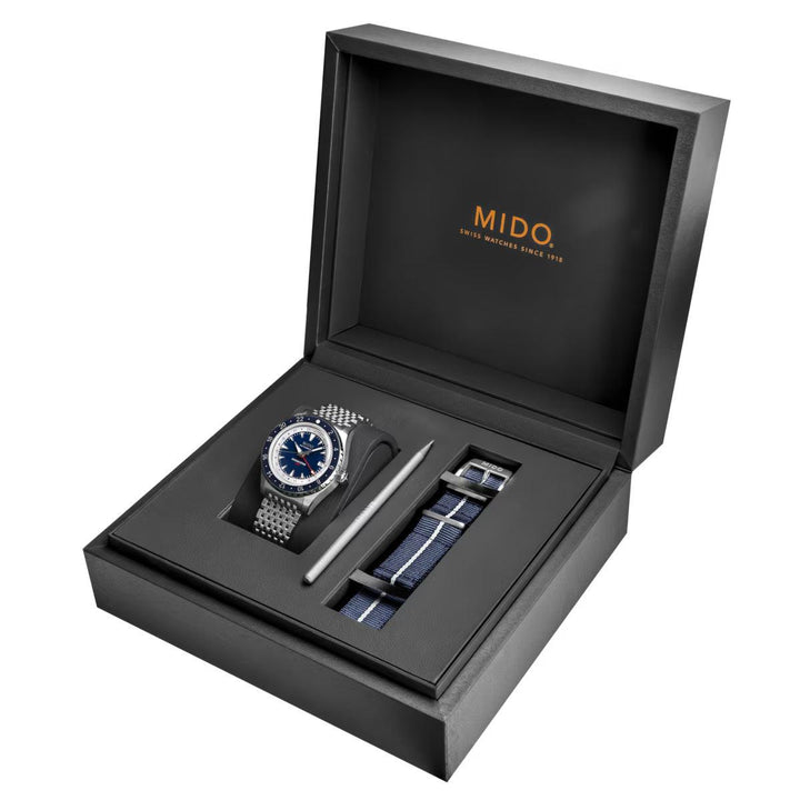 Mido watch Ocean Star GMT special edition 40mm blue automatic steel M026.829.18.041.00 - Capodagli 1937
