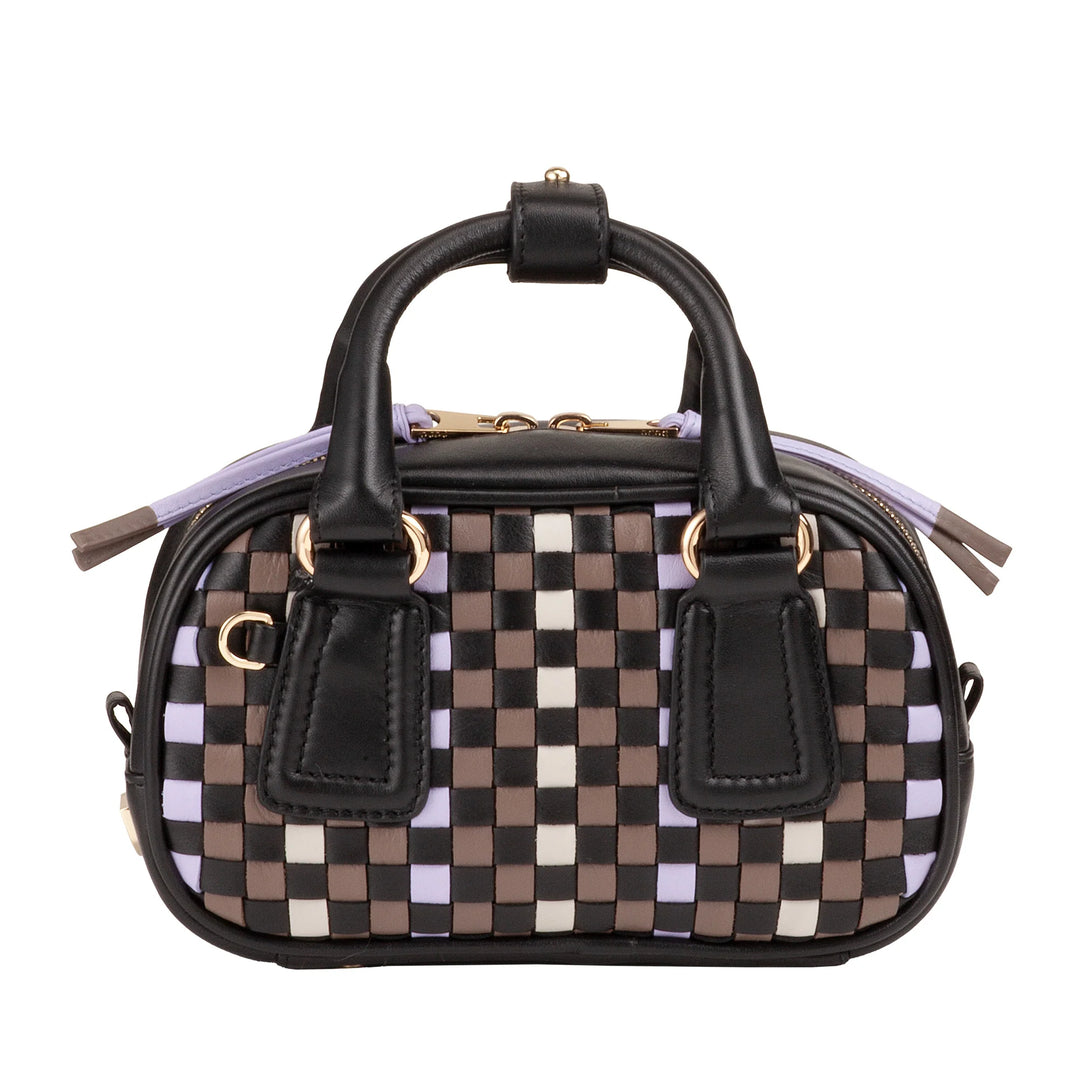 Mini bolsa feminina DUDU em couro tecido multicolorido - Bolsa pequena e elegante com alça de ombro e alças ajustáveis - Bolsa pequena e compacta