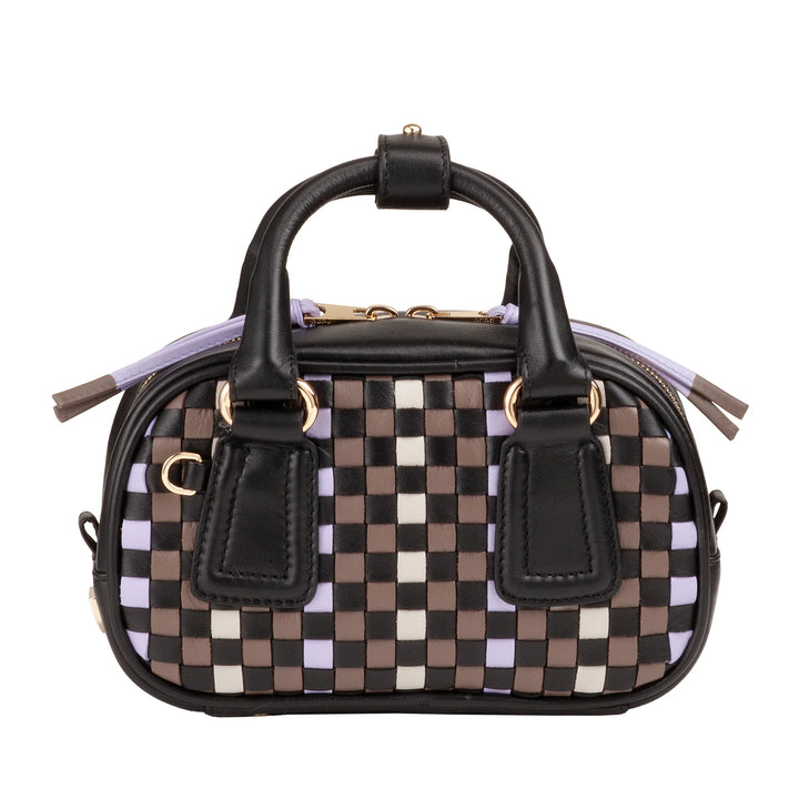 Mini bolsa feminina DUDU em couro tecido multicolorido - Bolsa pequena e elegante com alça de ombro e alças ajustáveis - Bolsa pequena e compacta