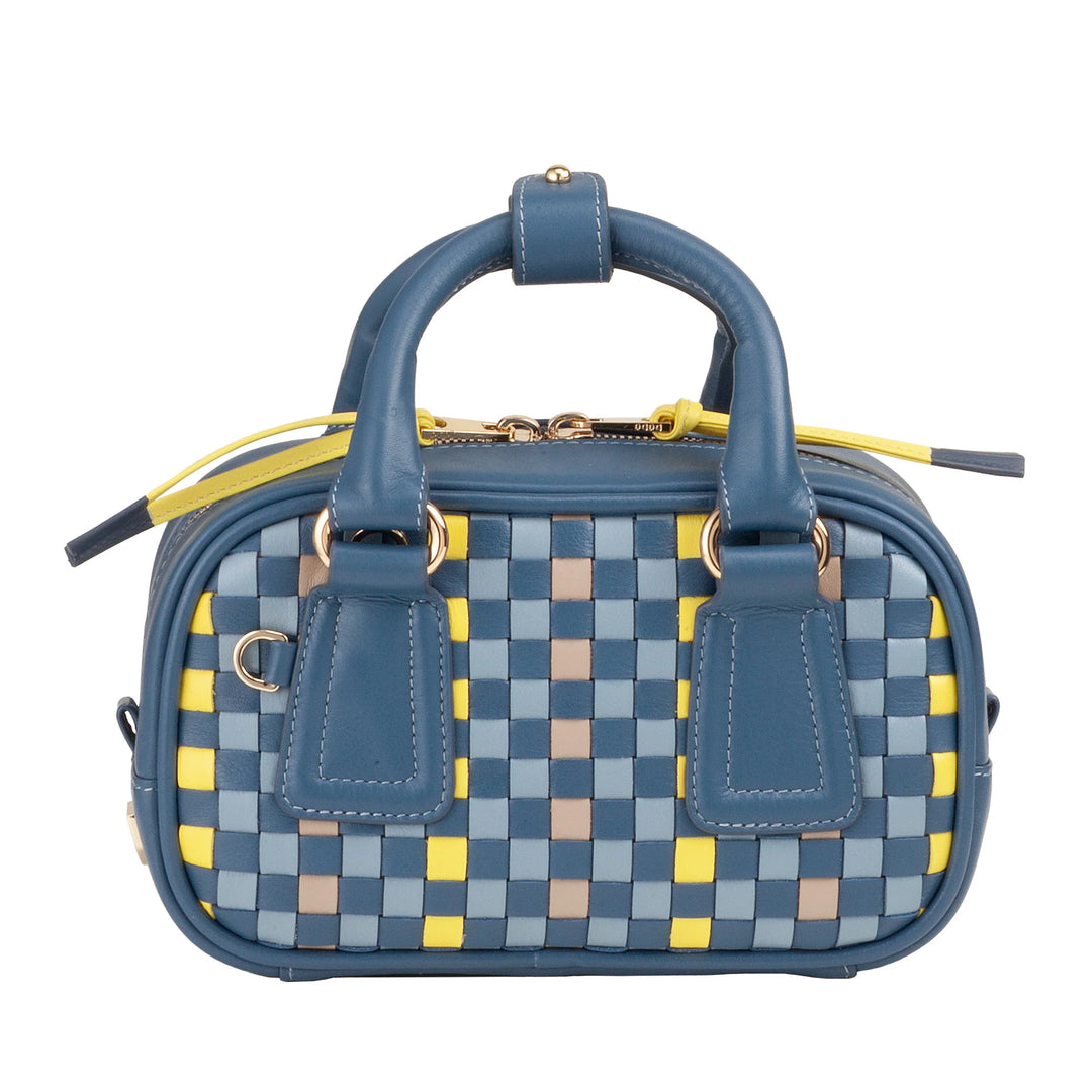 Mini bolsa feminina DUDU em couro tecido multicolorido - Bolsa pequena e elegante com alça de ombro e alças ajustáveis - Bolsa pequena e compacta