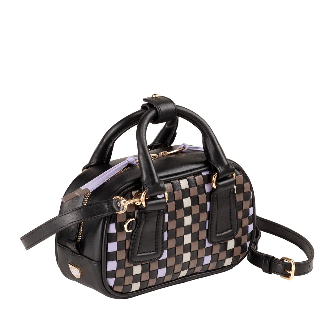 Mini bolsa feminina DUDU em couro tecido multicolorido - Bolsa pequena e elegante com alça de ombro e alças ajustáveis - Bolsa pequena e compacta