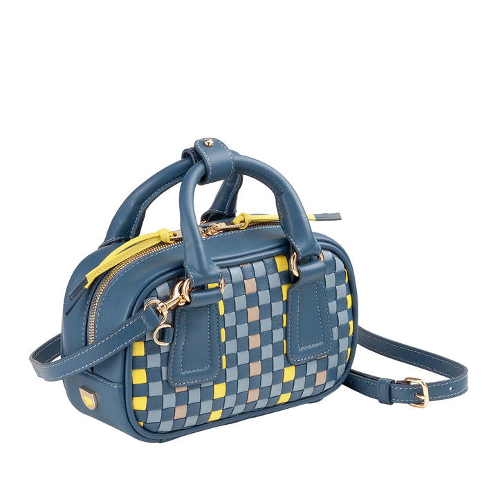 Mini bolsa feminina DUDU em couro tecido multicolorido - Bolsa pequena e elegante com alça de ombro e alças ajustáveis - Bolsa pequena e compacta
