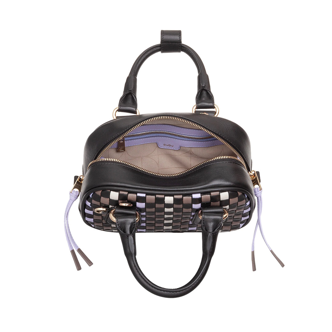Mini bolsa feminina DUDU em couro tecido multicolorido - Bolsa pequena e elegante com alça de ombro e alças ajustáveis - Bolsa pequena e compacta