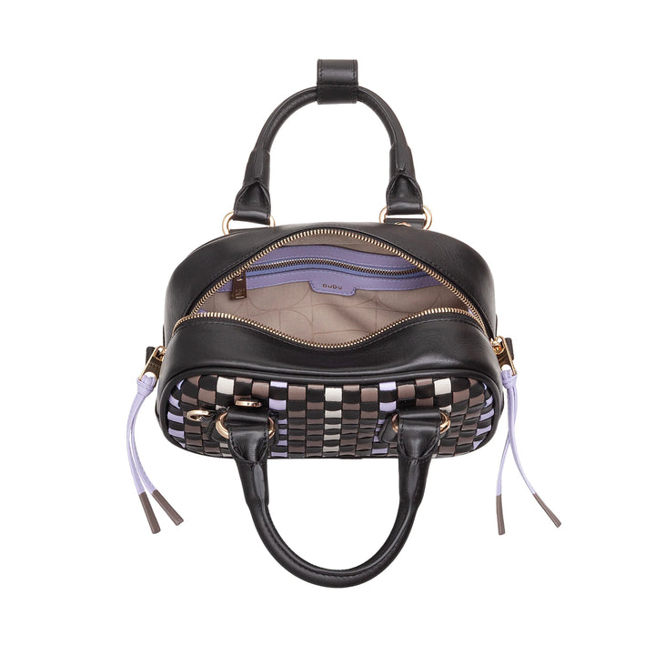 Mini bolsa feminina DUDU em couro tecido multicolorido - Bolsa pequena e elegante com alça de ombro e alças ajustáveis - Bolsa pequena e compacta