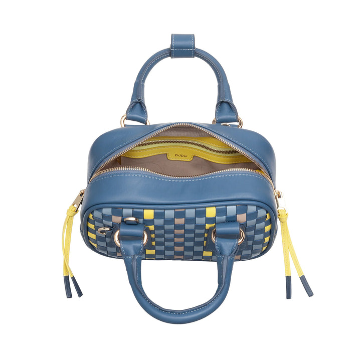 Mini bolsa feminina DUDU em couro tecido multicolorido - Bolsa pequena e elegante com alça de ombro e alças ajustáveis - Bolsa pequena e compacta