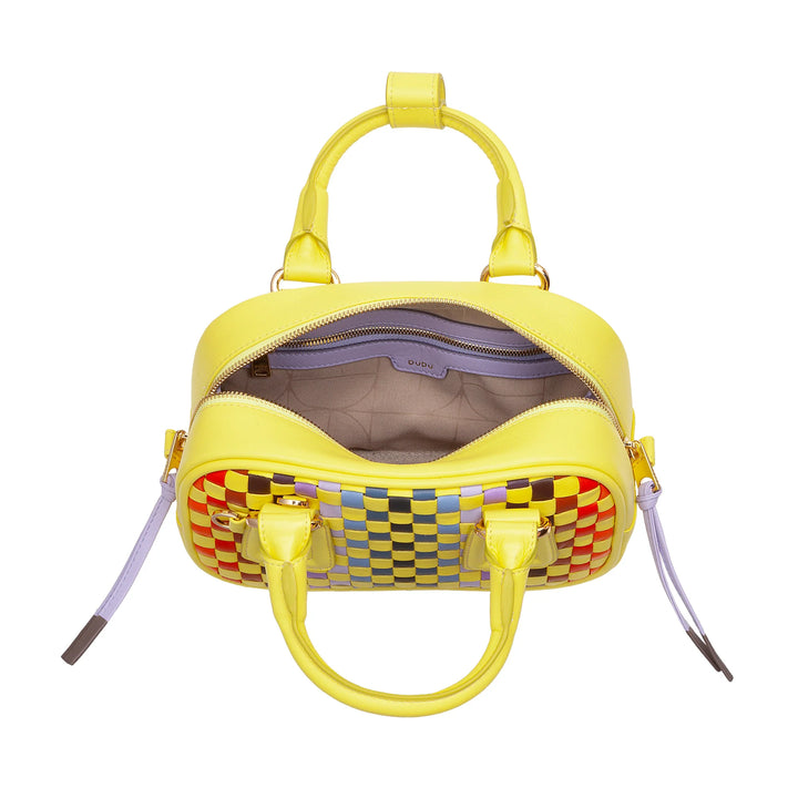 Mini bolsa feminina DUDU em couro tecido multicolorido - Bolsa pequena e elegante com alça de ombro e alças ajustáveis - Bolsa pequena e compacta