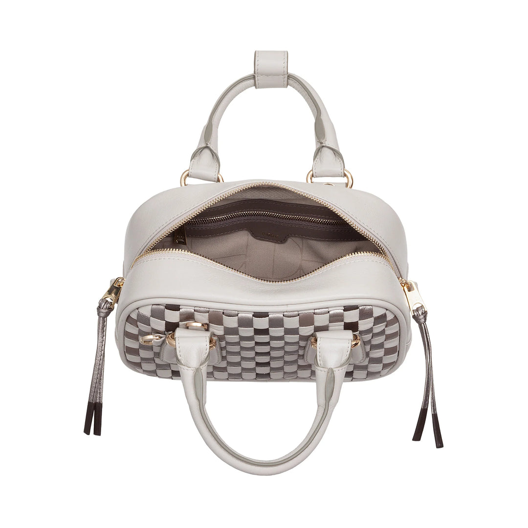 DUDU Mini bolso de mujer en piel tejida multicolor - Bolso pequeño y elegante con bandolera ajustable y asas - Bolso pequeño y compacto