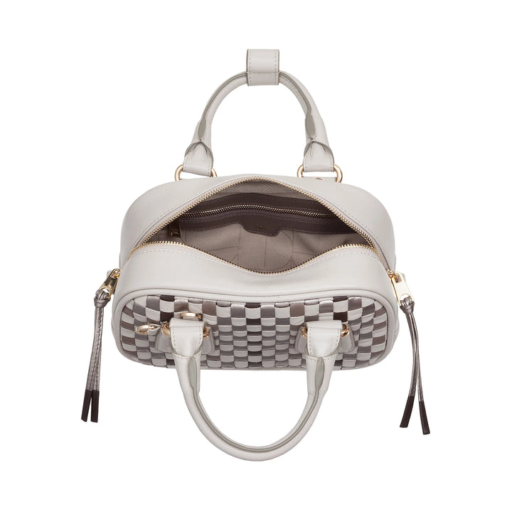 DUDU Mini bolso de mujer en piel tejida multicolor - Bolso pequeño y elegante con bandolera ajustable y asas - Bolso pequeño y compacto