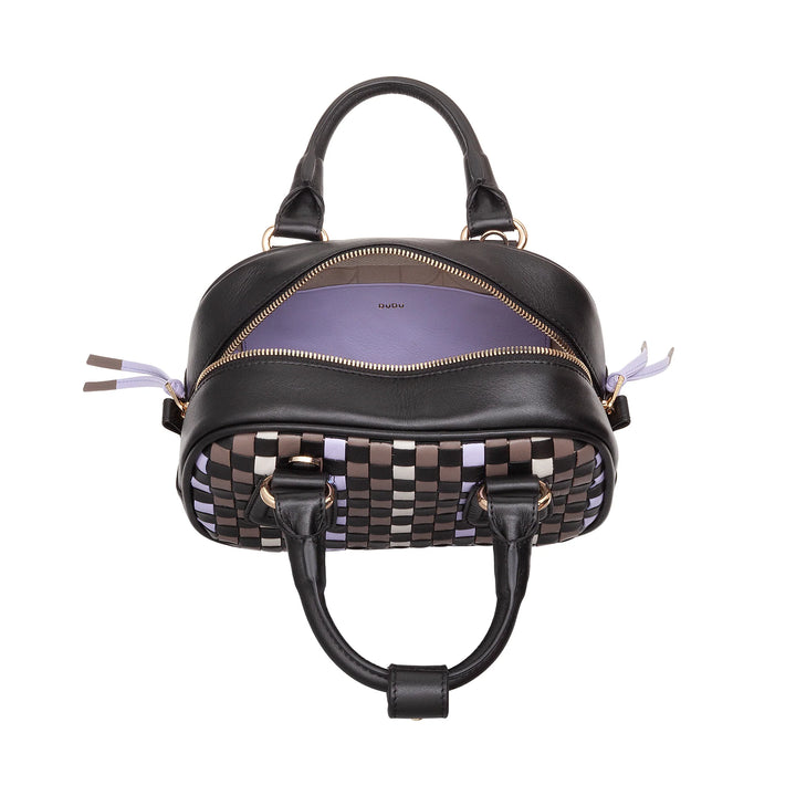 Mini bolsa feminina DUDU em couro tecido multicolorido - Bolsa pequena e elegante com alça de ombro e alças ajustáveis - Bolsa pequena e compacta