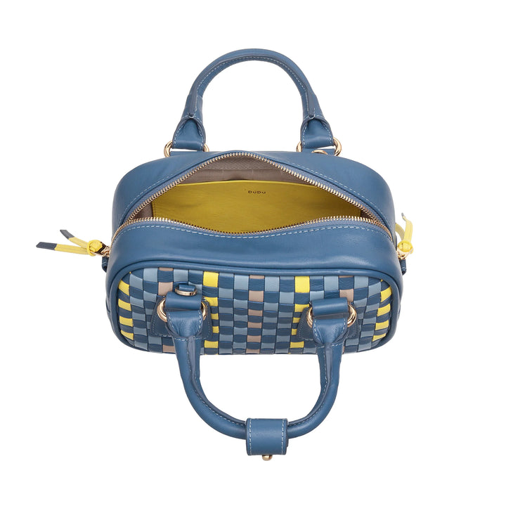 Mini bolsa feminina DUDU em couro tecido multicolorido - Bolsa pequena e elegante com alça de ombro e alças ajustáveis - Bolsa pequena e compacta