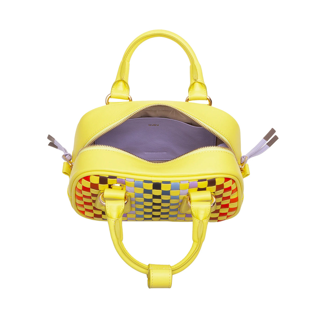 Mini bolsa feminina DUDU em couro tecido multicolorido - Bolsa pequena e elegante com alça de ombro e alças ajustáveis - Bolsa pequena e compacta