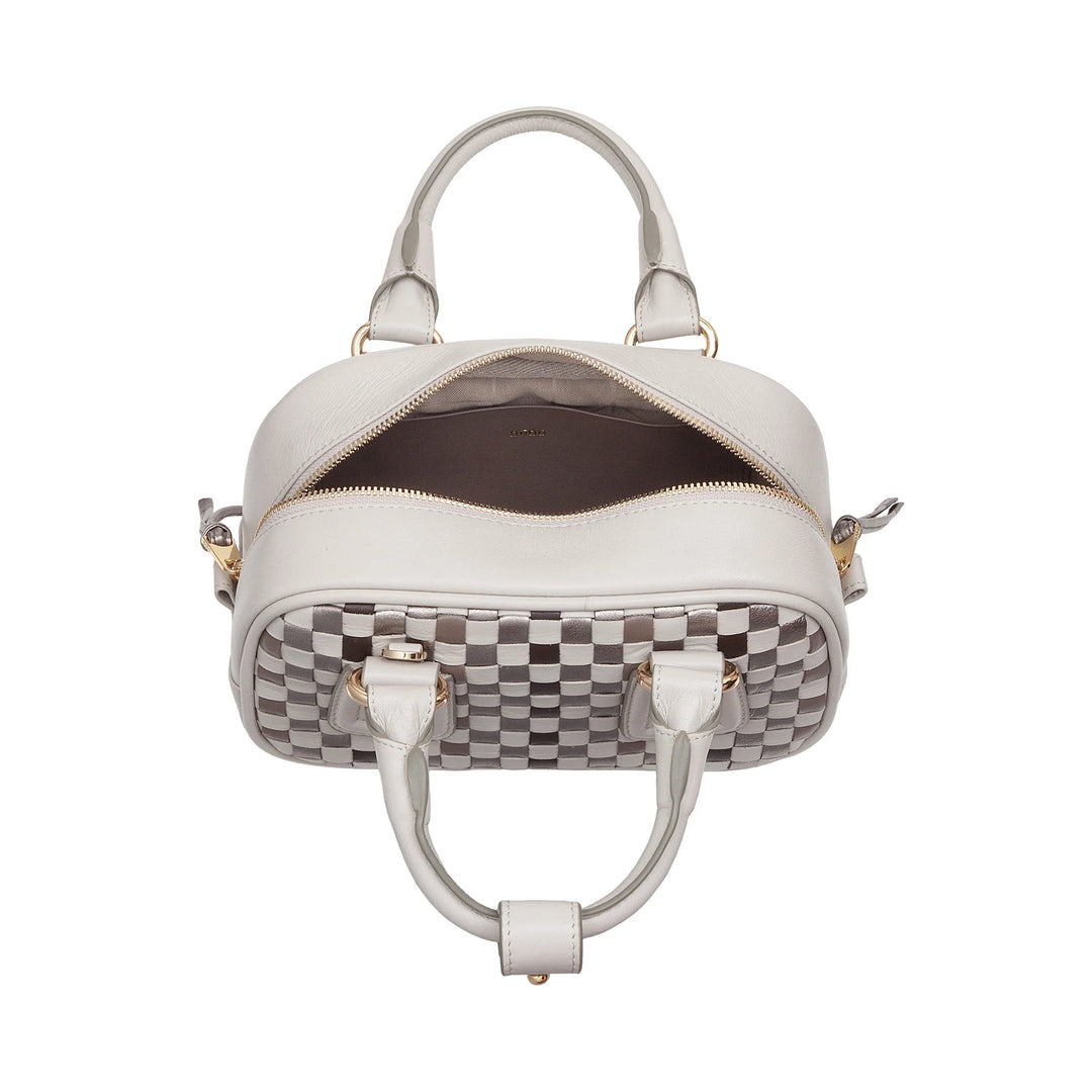 DUDU Mini bolso de mujer en piel tejida multicolor - Bolso pequeño y elegante con bandolera ajustable y asas - Bolso pequeño y compacto