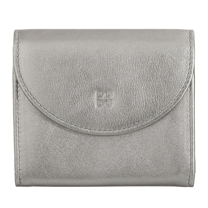 DUDU Mini slanke damesportemonnee van echt leer met portemonnee met ritssluiting, knoopsluiting, compacte gekleurde portemonnee