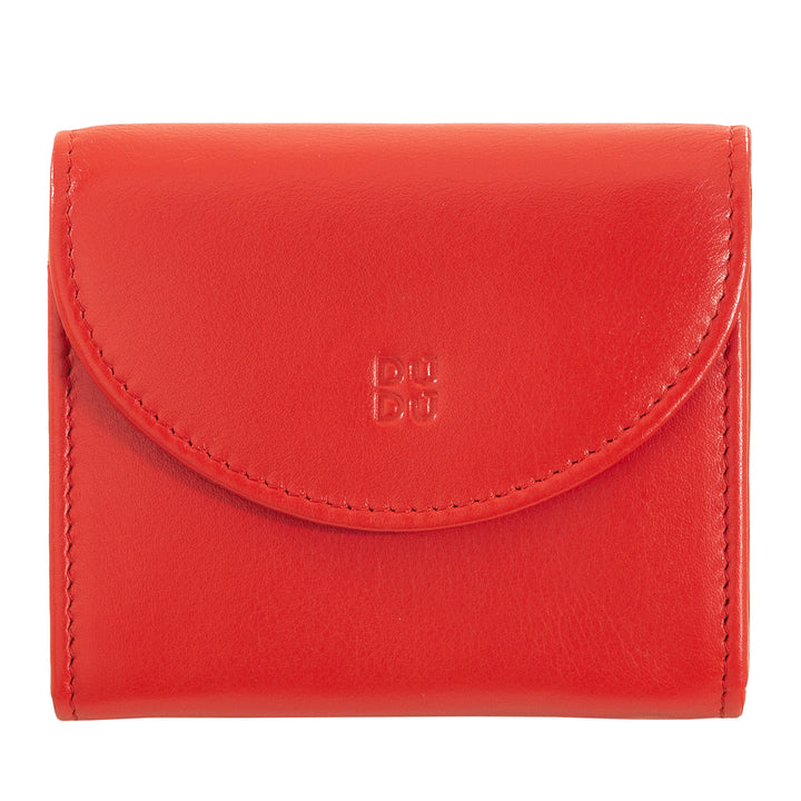 DUDU Mini slanke damesportemonnee van echt leer met portemonnee met ritssluiting, knoopsluiting, compacte gekleurde portemonnee