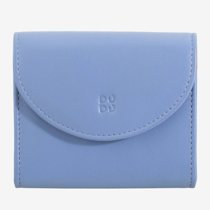 DUDU Mini slanke damesportemonnee van echt leer met portemonnee met ritssluiting, knoopsluiting, compacte gekleurde portemonnee