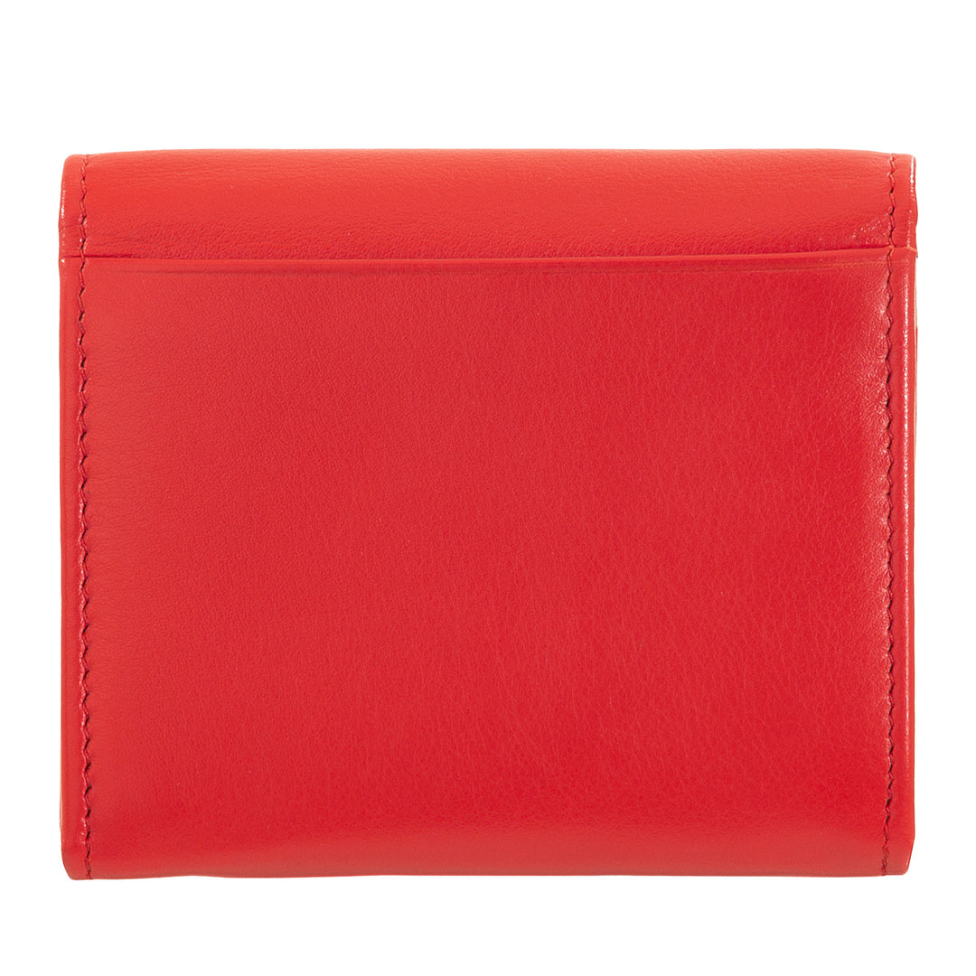 DUDU Mini slanke damesportemonnee van echt leer met portemonnee met ritssluiting, knoopsluiting, compacte gekleurde portemonnee