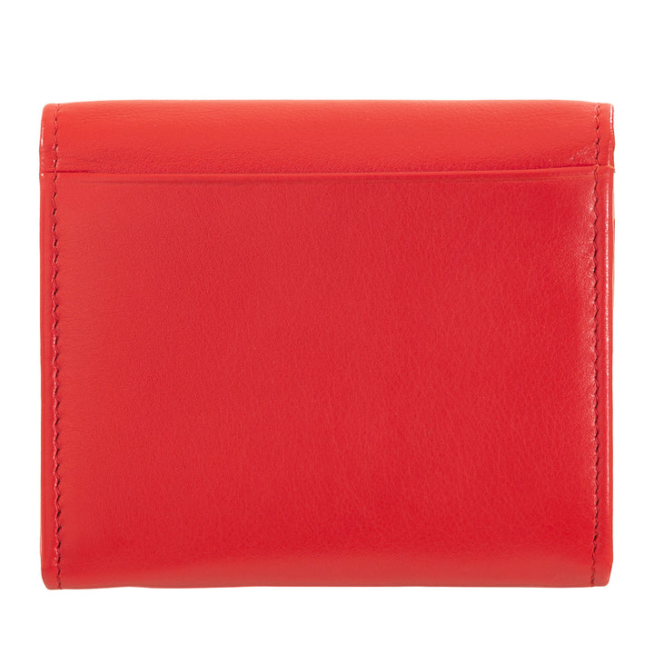 DUDU Mini slanke damesportemonnee van echt leer met portemonnee met ritssluiting, knoopsluiting, compacte gekleurde portemonnee