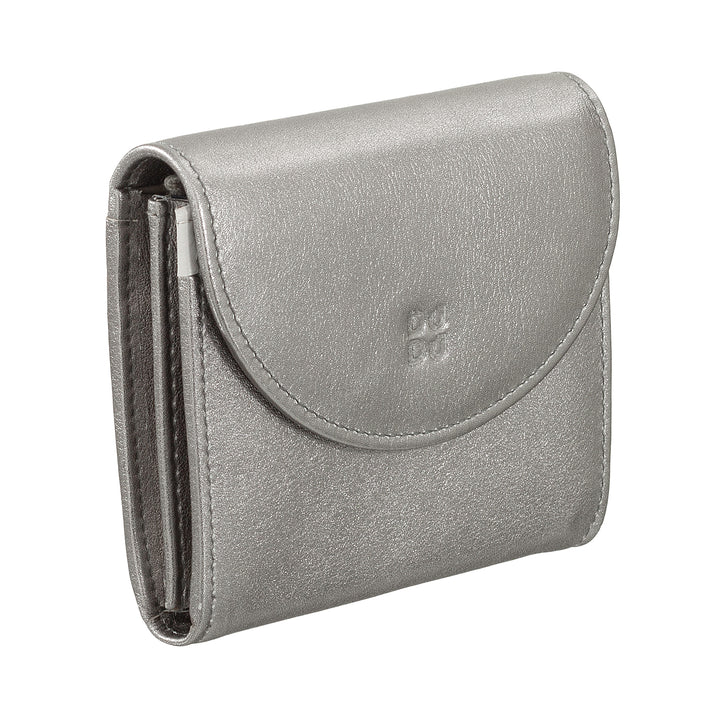 DUDU Mini slanke damesportemonnee van echt leer met portemonnee met ritssluiting, knoopsluiting, compacte gekleurde portemonnee