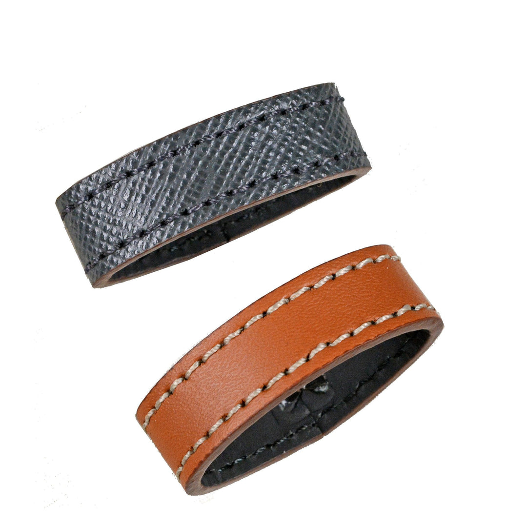 Montblanc 35mm belt with rectangular buckle in brown/grey leather, reversible, adjustable size 131164 - Capodagli 1937