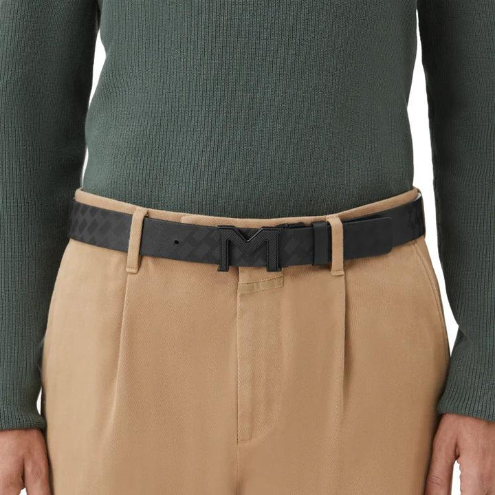 Cinturón reversible Montblanc con hebilla M Extrem 3.0 negro/negro liso 198646 - Capodagli 1937