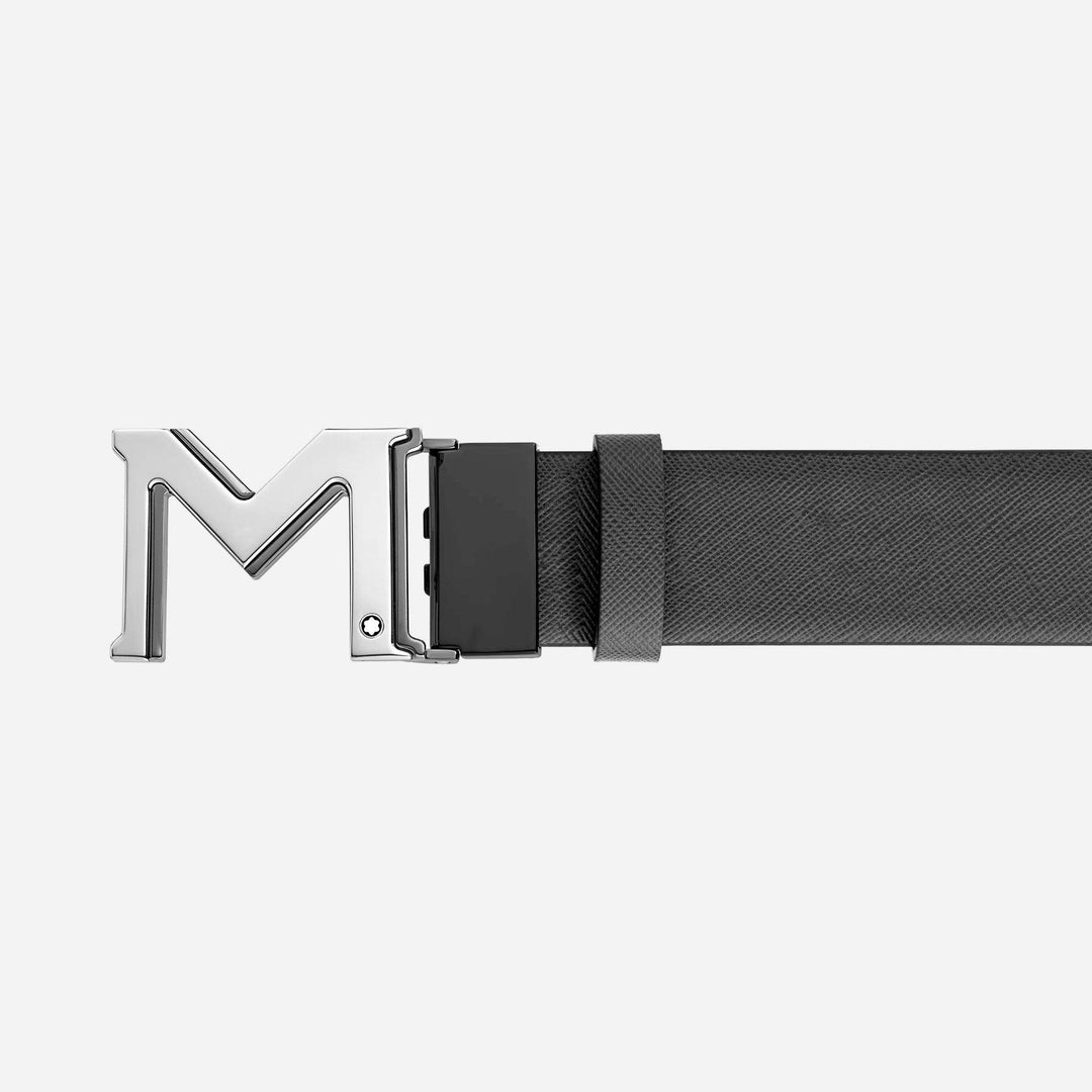 Cinturón Montblanc reversible negro/gris hebilla 35mm M 131178 - Capodagli 1937