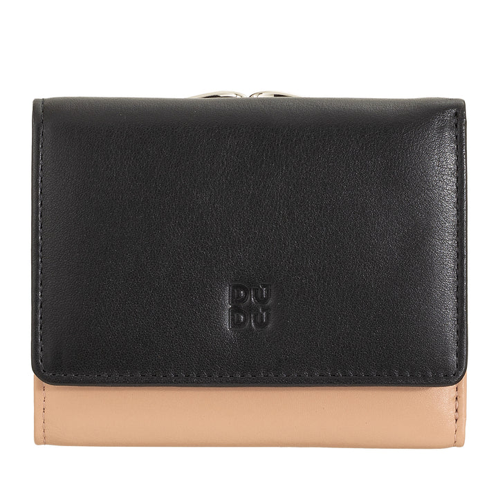 DUDU lille damepung i RFID-læder med Compact Click Clac-møntpung og 6 kortholdere