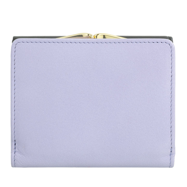 DUDU Small Women's Wallet in RFID Leather with Compact Click Clac Coin Purse and 6 Card Holders