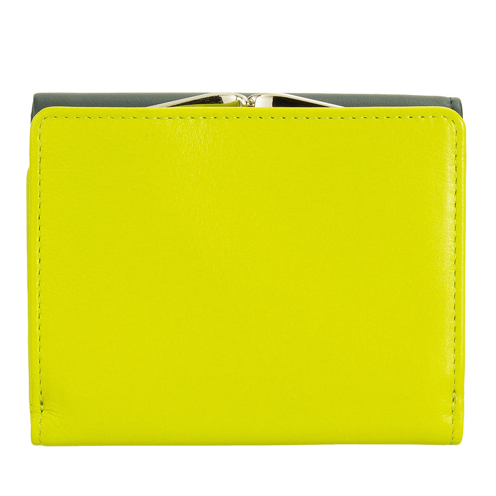 DUDU Kleine Damenbrieftasche aus RFID-Leder mit kompaktem Click-Clac-Münzfach und 6 Kartenfächern