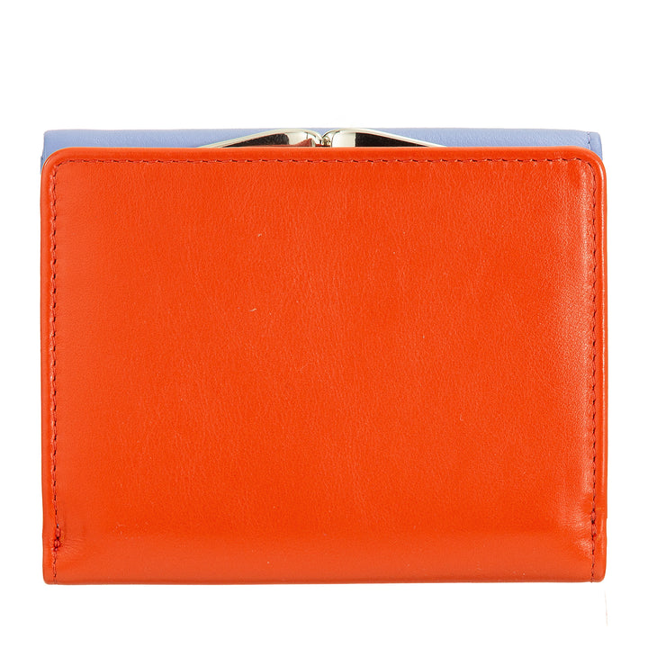 Carteira feminina pequena DUDU em couro RFID com porta-moedas Compact Click Clac e 6 porta-cartões