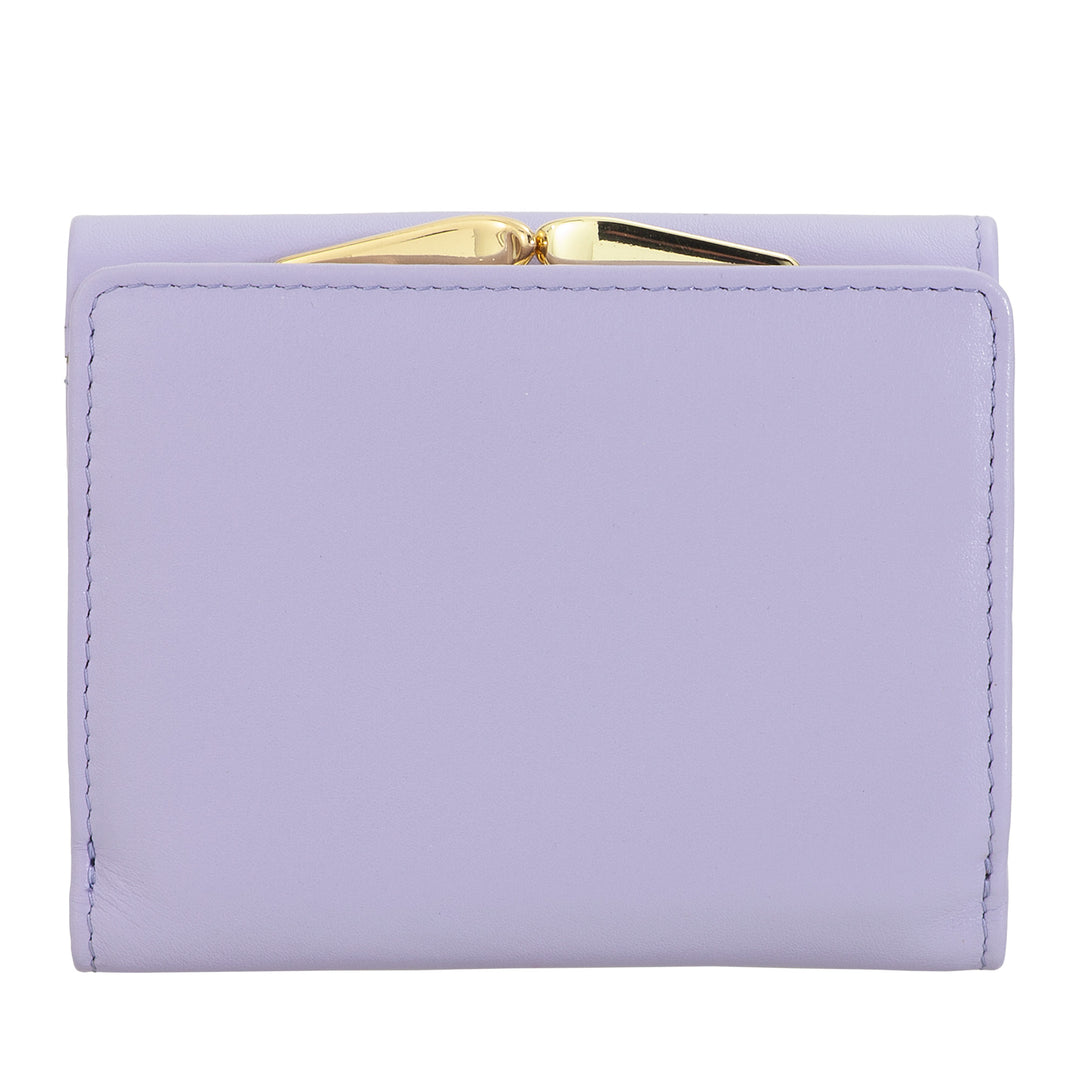 DUDU Cartera Pequeña de Mujer en Piel RFID con Monedero Compacto Click Clac y 6 Tarjeteros