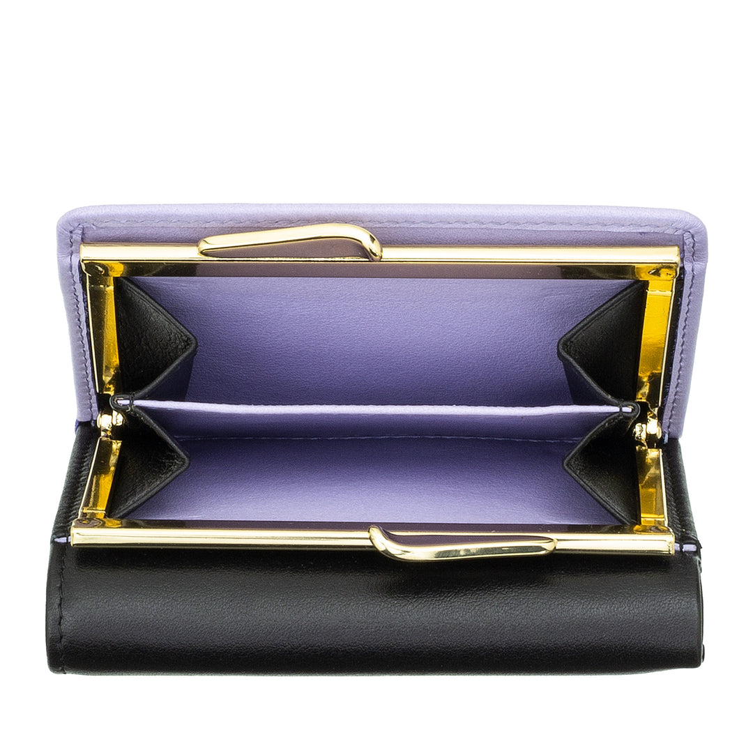 DUDU Small Women's Wallet in RFID Leather with Compact Click Clac Coin Purse and 6 Card Holders