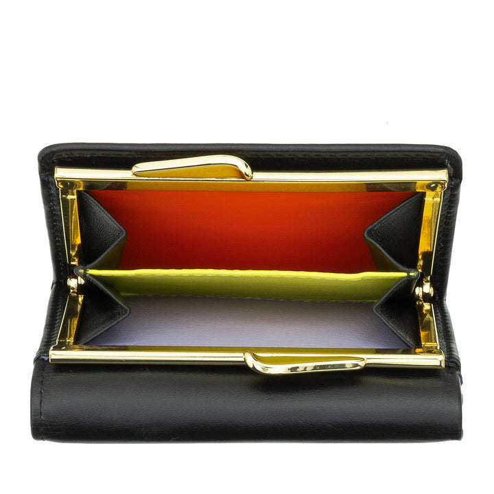 DUDU Cartera Pequeña de Mujer en Piel RFID con Monedero Compacto Click Clac y 6 Tarjeteros